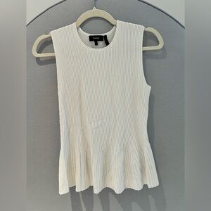 Theory Ivory Ribbed Tank Top